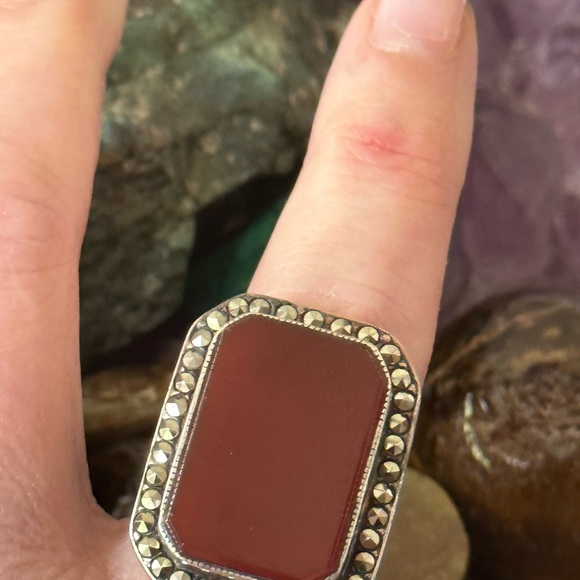 Vintage carnelian sterlingsilver statement ring - Picture 8 of 8
